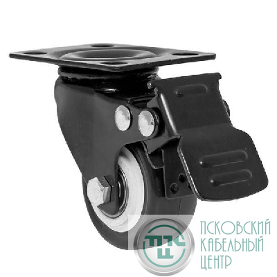Ролик с тормозом D50мм стат. нагрузка 70 кг черн. EKF ROL-B08-01B-050-402B-CUA