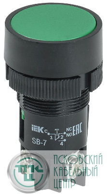 Кнопка SВ-7 "Пуск" d22мм 1НО+1НЗ 240В зел. GENERICA BBT40-SB7-K06