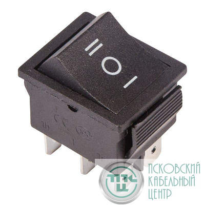 Выключатель клавишный 250В 15А (6с) (ON)-OFF-(ON) с нейтралью (RWB-508 SC-767) черн. Rexant 36-2370