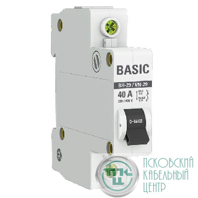 Выключатель нагрузки 1п 40А ВН-29 Basic EKF SL29-1-40-bas