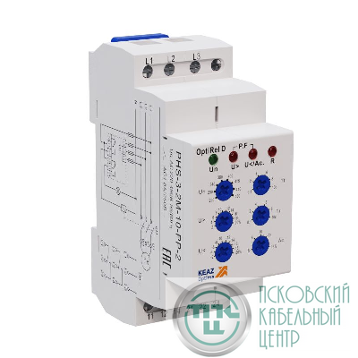 Реле контроля фаз OptiRel D PHS-3-2M-10-PP-2 универсальное 3Ф 2СО КЭАЗ 332003