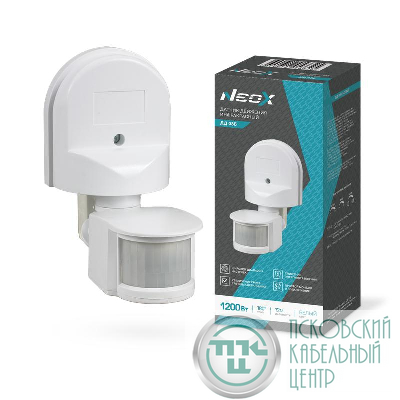 Датчик движения инфракрасный ДД 08Б 1200Вт 180град. 12м IP44 бел. NEOX 4690612053325