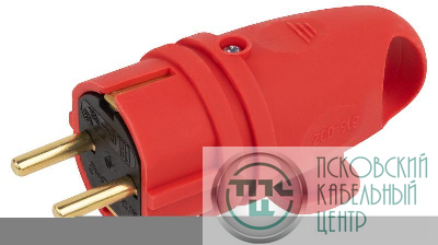 Вилка VX11-R-IP44 16А IP44 с кольцом угловая с заземл. каучук красн. ЭРА Б0055417