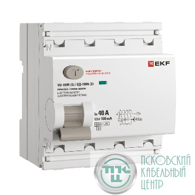 Выключатель дифференциального тока 4п 40А 100мА тип AC 6кА ВД-100N (S) электромех. PROxima EKF E1046MS40100