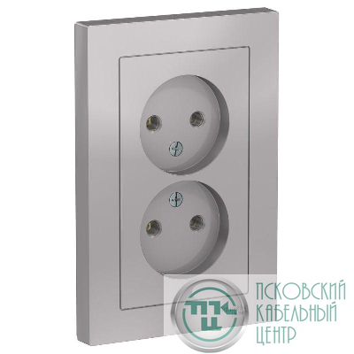 Розетка 2-м СП AtlasDesign 16А IP20 без заземл. в сборе алюм. SE ATN000320