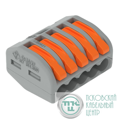 Клеммник 5х(0.08-2.5(4.0)) (уп.40шт) WAGO 222-415