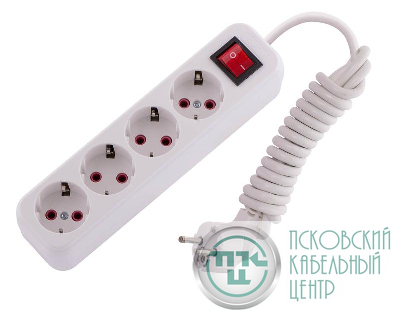 Удлинитель 4х2м с заземл. 16А IP20 Lila с выкл. LEZARD 720-0402-402