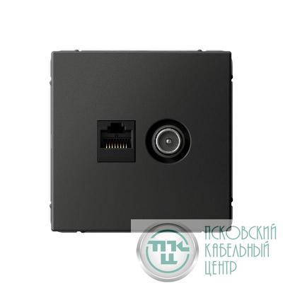 Розетка компьютерная + телевизионная 2-м СП ArtGallery RJ45 кат.5E + TV механизм базальт SE GAL001489