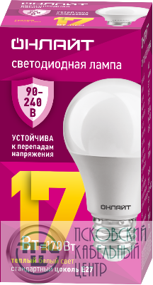 Лампа светодиодная 90 533 OLL-A60-17-230-2.7К-E27 PRO 90-240В ОНЛАЙТ 90533