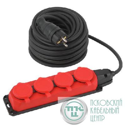 Удлинитель 4х20м с заземл. IP44 КГ 3х1.5 каучук UK-4e-3x1.5-20m-IP44(KG) Эра Б0057587