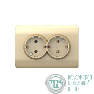 Розетка 2-м NEW3-E с заземл. защ. шторки 16А шампань CHINT 431418