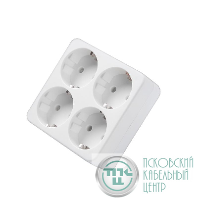 Разветвитель 4-м с заземл. 16А 3500Вт 250В квадрат бел. DОМТОК 2661