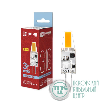 Лампа светодиодная LED-JC-COB 3Вт 12В G4 6500К 310лм IN HOME 4690612060255