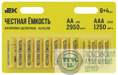 Элемент питания алкалиновый LR6/AA+LR03/AAA (блист.8+4шт) IEK ABT-LR06-LR03-OP-L08-04