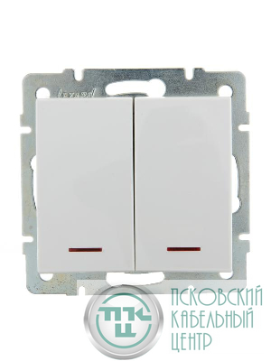 Выключатель 2-кл. СП Rain IP20 с подсветкой механизм бел. LEZARD 703-0288-112