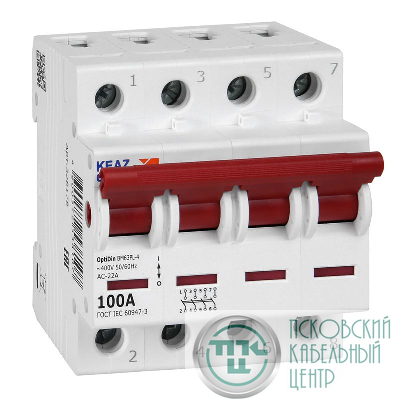 Выключатель нагрузки модульный 4п 100А OptiDin BM63PL-4100-УХЛ3 (ВМ63PL) КЭАЗ 328178