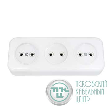 Розетка 3-м ОП 16А IP20 без заземл. бел. Bylectrica РА16-244