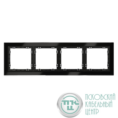 Рамка 4-м S70 стеклян. черн. Voltum VLS110408