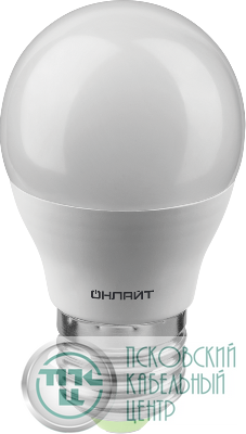 Лампа светодиодная 90 065 OLL-G45-12-230-6.5K-E27-FR 12Вт шар 6500К холод. бел. E27 1200лм 176-264В ОНЛАЙТ 90065