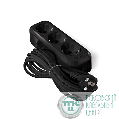 Удлинитель 3х5м с заземл. 16А IP20 Е-303 ПВС 3х1 АБС-пластик черн. UNIVersal 2182