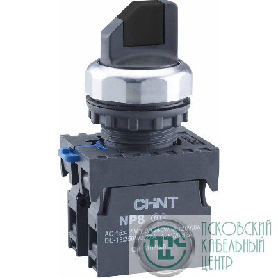 Переключатель без подсветки NP8-20X/224 2 положения фиксацией 2НО IP65 (R) красн. CHINT 667225