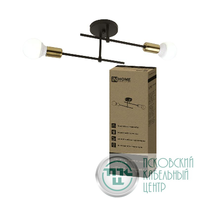 Светильник LOFT EASY-2Е27-BLT 2хE27 потолочн. под лампу латунь черн. IN HOME 4690612064130