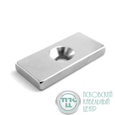 Магнит неодимовый прямоугольник 20х10х3мм с зенковкой 6.5х3мм (блист.2шт) Rexant 72-3702