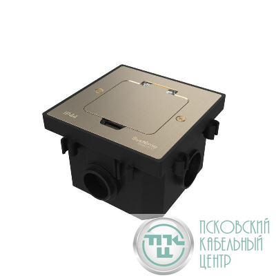 Лючок MultiDesk MDK20 на 2мод. IP44 с монтажной коробкой для бетонных полов никель SE MDK20202NC
