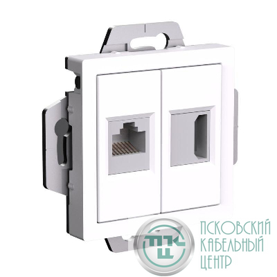 Розетка 2-м AtlasDesign HDMI+RJ45 кат.5E механизм бел. SE ATN000182