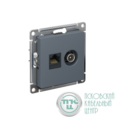 Розетка компьютерная + телевизионная 2-м СП AtlasDesign RJ45 кат.5E + TV механизм грифель SE ATN000789