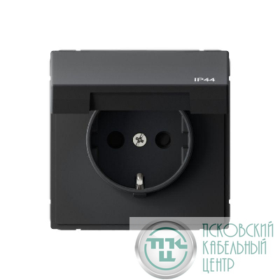 Розетка ArtGallery 16А IP44 с заземл. со шторками с крышкой быстрозажим. клем. механизм карбон SE GAL441046S