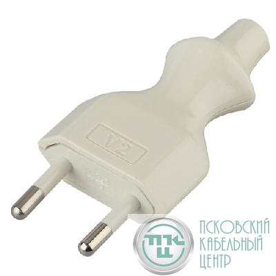 Вилка V2 6А без заземл. прямой ввод (10/200/9600) бел. ЭРА Б0019184