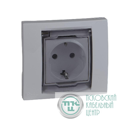 Розетка 1-м СП Unica с защ. крышкой защ. шторки с заземл. IP44 бел. SchE MGU61.037.18