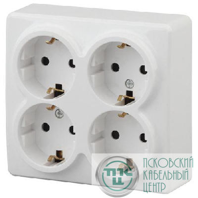 Розетка 4-м ОП Эра Эксперт 11-2211-01 16А IP20 16AX 250В 4х2P+E Schuko защ. шторки бел. Эра Б0020709