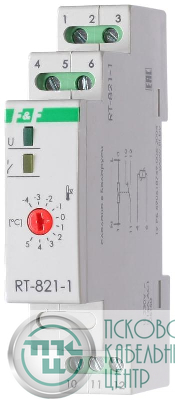 Регулятор температуры RT-821.1 (от -4 до +5 град.C; выносной датчик; гистерезис 30 град.C; монтаж на DIN-рейке 35мм 230В 16А 1P IP20) F&F EA07.001.004