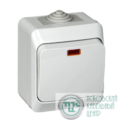 Выключатель 1-кл. ОП Этюд 10А IP44 10AX с подсветкой сер. SE BA10-045C