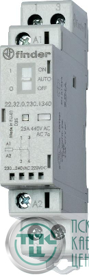 Контактор модульный 1NO + 1NC 25А AgSnO2 24В AC/DC 17.5мм IP20 опции: мех. индикатор + LED FINDER 223200244520
