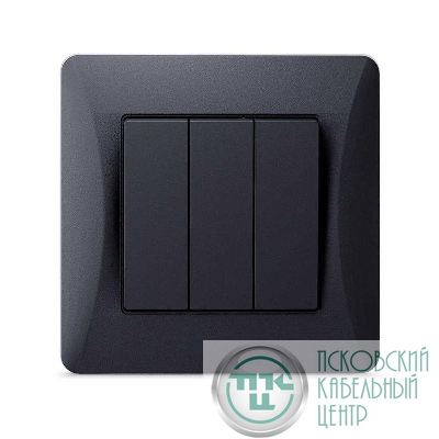 Выключатель 3-кл. СП Ugra 10А 250В механизм графит GUSI С11В3-010
