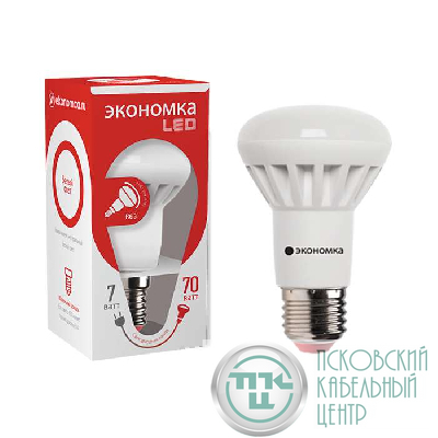 Лампа светодиодная R63 7Вт 4500К бел. E27 550лм 220-240В ЭКОНОМКА Eco_LED7wR63E2745