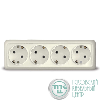 Розетка 4-м ОП Олимп с заземл. сл. кость UNIVersal 1169