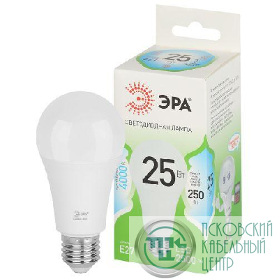 Лампа светодиодная GREEN LINE A60-25W-840-E27 GL 25Вт груша 4000К яркий свет бел. E27 Эра Б0067117
