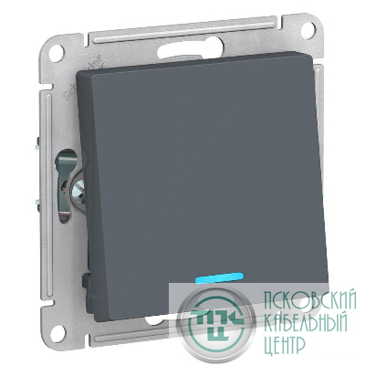 Переключатель проходной 1-кл. СП AtlasDesign 10А IP20 (сх. 6а) 10AX с подсветкой механизм грифель SE ATN000763