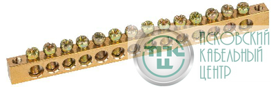 Шина NO-122-06 PEN "земля-ноль" 6х9мм 14/2 с креплениями по краям латунь ЭРА Б0047220