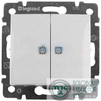 Выключатель 2-кл. СП Valena 10А IP20 с индикацией механизм бел. (DIY-упак.) IEK 694278