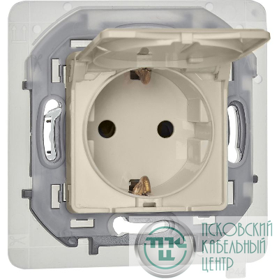 Розетка 1-м СП Inspiria 16А IP44 250В 2P+E защ. шторки с крышкой немецк. стандарт механизм сл. кость IEK 673741