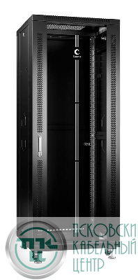 Шкаф монтажный телекоммуникационный напольный SH-05C-37U60/60-BK 19дюйм для распред. и серверн. оборудования 37U 600х600х1833мм передн. стеклян. и задн. сплошн. метал. двери ручка с замком черн. (RAL 9004) Cabeus 8559c