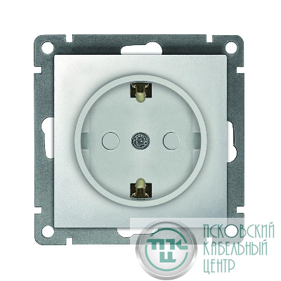 Розетка 1-м СП Афина 16А IP20 с заземл. защ. шторки механизм серебр. Universal A0049-S