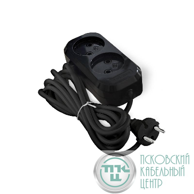 Удлинитель 2х3м без заземл. 10А IP20 Е-202 ПВС 2х0.75 АБС-пластик черн. UNIVersal 2104
