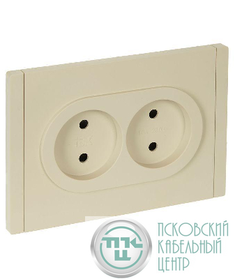 Розетка 2-м СП FORTE&PIANO FP425 10А без заземл. защ. шторки безвинт. крепл. ваниль IEK FP-R23-10-1-K10