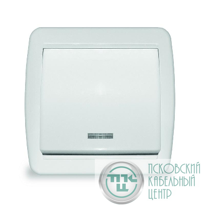 Выключатель 1-кл. ОП Клио с подсветкой 10А IP44 бел. UNIVersal К2225